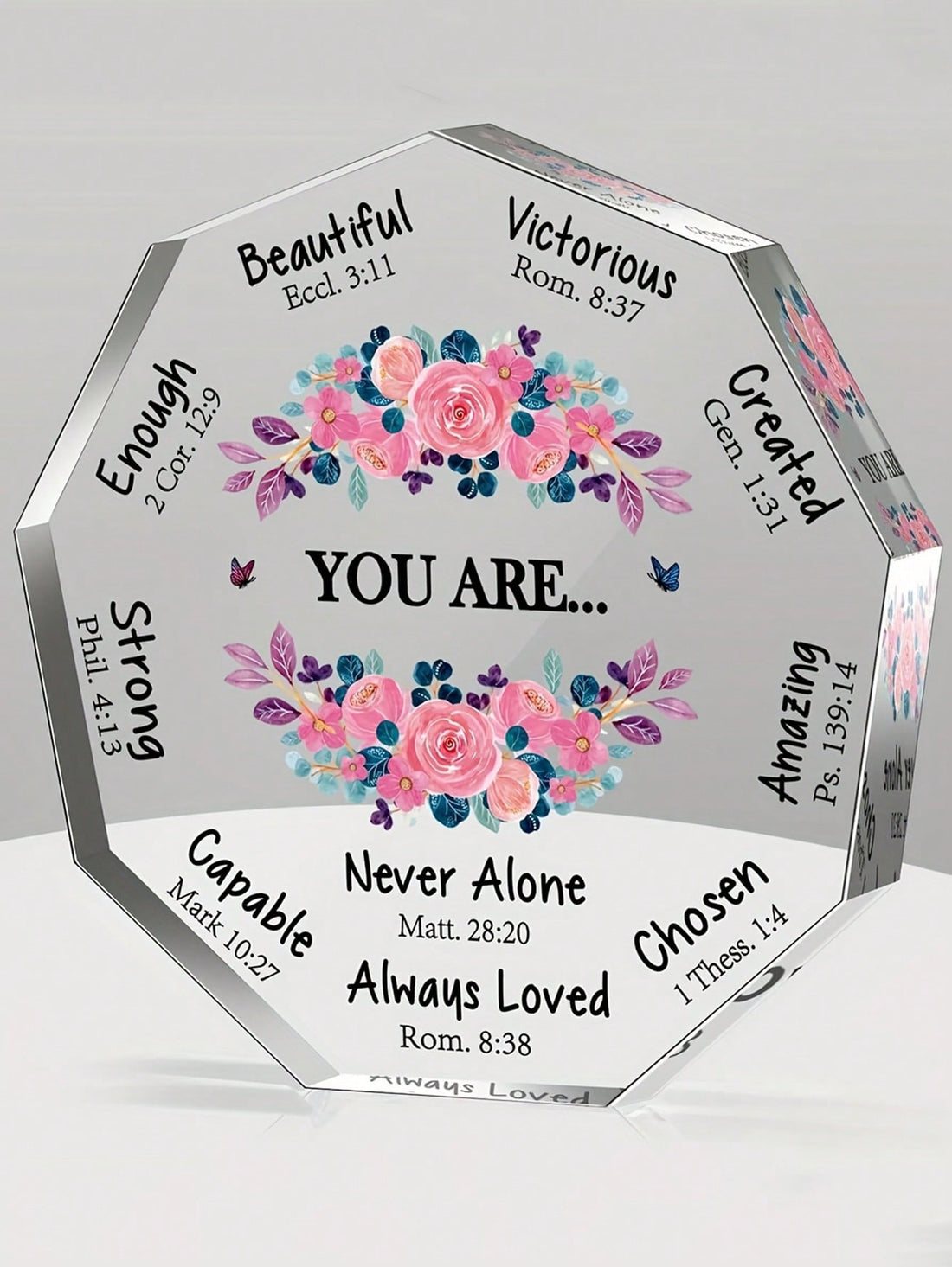 Send uplifting vibes to your female friends with this inspirational acrylic plaque. It's a thoughtful and unique gift that will bring comfort and inspiration to their daily lives. Perfect for spiritual friends, this plaque will remind them of the power of faith and friendship.