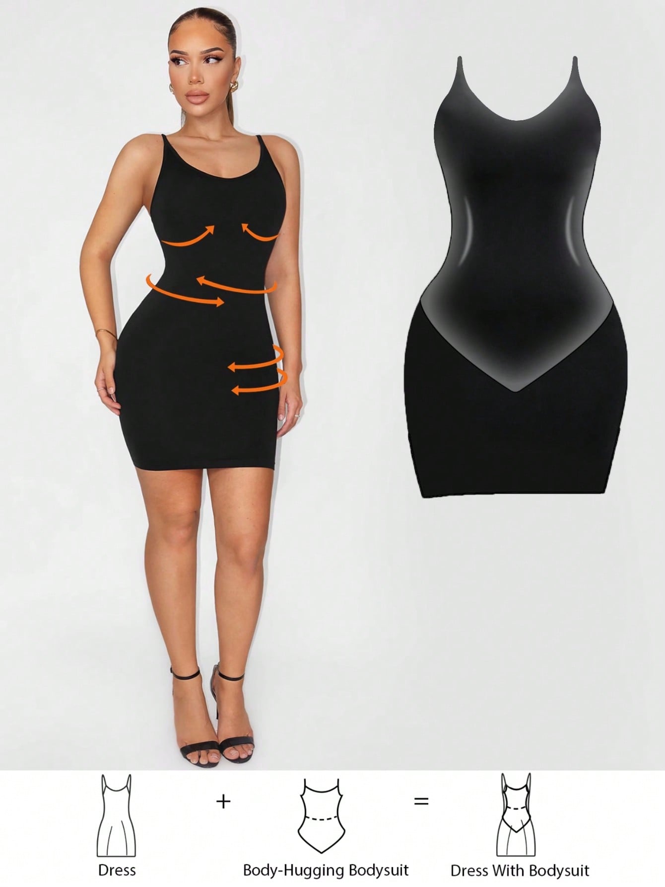 Slip into effortless elegance with this sleek bodycon dress that hugs you in all the right ways. The adjustable spaghetti straps let you customize your fit, while the built-in leotard keeps everything secure and smooth underneath. Crafted from Sirith's signature seamless knit, this dress moves with your body for ultimate comfort without the bulk. Perfect for date night, brunch, or whenever you want to feel confident and fabulous. Versatile enough to dress up or down, this is the closet staple that does it a