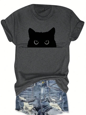 Get ready for some feline fun with our Adorable Cartoon Cat Graphic Tee! Designed for cat lovers, this casual crew neck t-shirt features a cute cartoon cat graphic that will make you the envy of all animal enthusiasts. Stay stylish and show off your love for cats with this must-have tee!