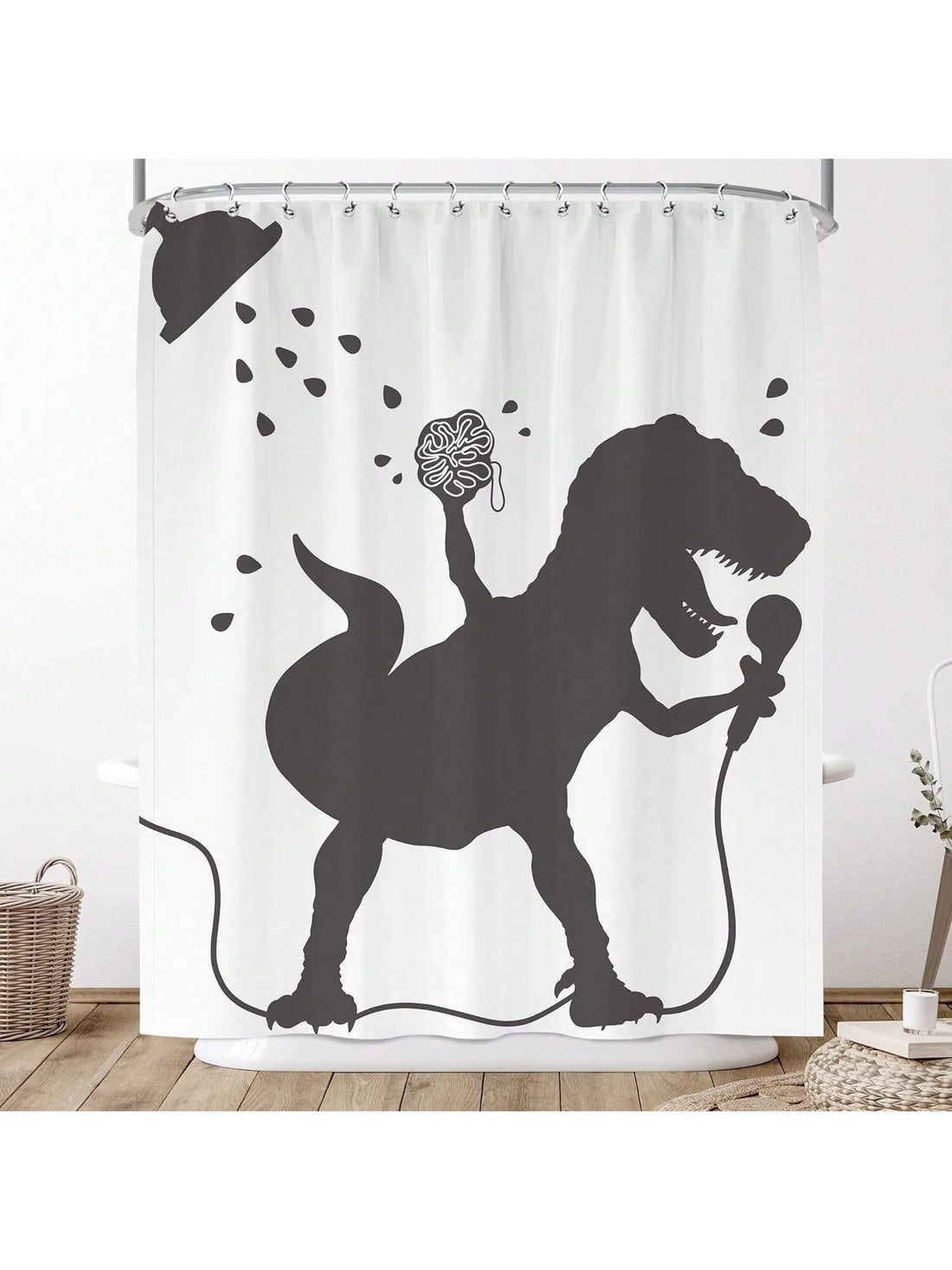 Transform your bathroom into a playful prehistoric paradise with our Adorable Dino Shower Curtain! Eye-catching design and whimsical charm make bath time more fun for kids. Durable fabric ensures long-lasting use. (Shower curtain hooks not included.) Bring on the giggles and roars!