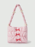 Add a touch of charm to your outfit with this adorable Kawaii Plaid Bow Crossbody Bag. Featuring a cute plaid pattern and a playful bow detail, it’s perfect for trendy women who love fun accessories. The drawstring strap offers easy adjustability and hands-free convenience, making it ideal for daily adventures or casual outings. Compact yet stylish, this bag keeps your essentials close while adding a whimsical flair to any look.