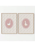 Bring giggles and charm to your little one's space with this delightful set of two pink canvas posters featuring silly goose designs. Perfect for nurseries, playrooms, or bedrooms, these whimsical prints add personality and warmth to any child's room. The soft pink palette complements various décor styles while the playful goose characters spark imagination and joy. Unframed for flexible styling options—display them in your favorite frames or lean them against shelves for a casual, modern look. A fun, affor