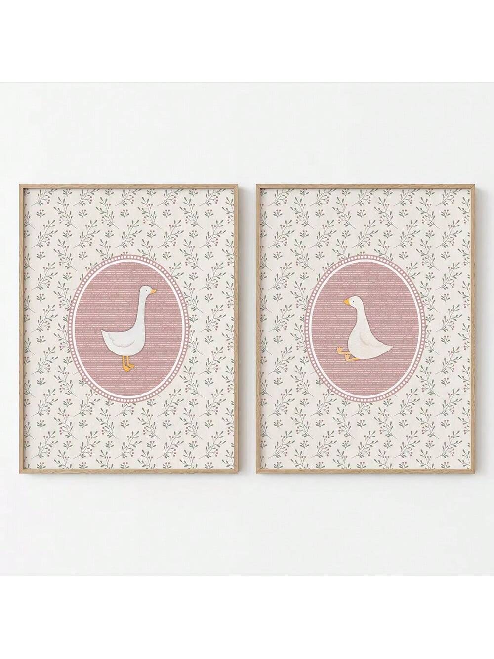 Bring giggles and charm to your little one's space with this delightful set of two pink canvas posters featuring silly goose designs. Perfect for nurseries, playrooms, or bedrooms, these whimsical prints add personality and warmth to any child's room. The soft pink palette complements various décor styles while the playful goose characters spark imagination and joy. Unframed for flexible styling options—display them in your favorite frames or lean them against shelves for a casual, modern look. A fun, affor