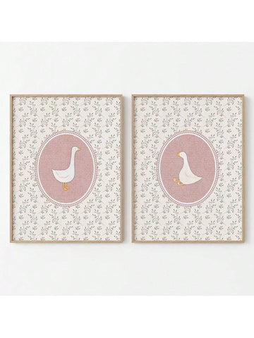 Bring giggles and charm to your little one's space with this delightful set of two pink canvas posters featuring silly goose designs. Perfect for nurseries, playrooms, or bedrooms, these whimsical prints add personality and warmth to any child's room. The soft pink palette complements various décor styles while the playful goose characters spark imagination and joy. Unframed for flexible styling options—display them in your favorite frames or lean them against shelves for a casual, modern look. A fun, affor