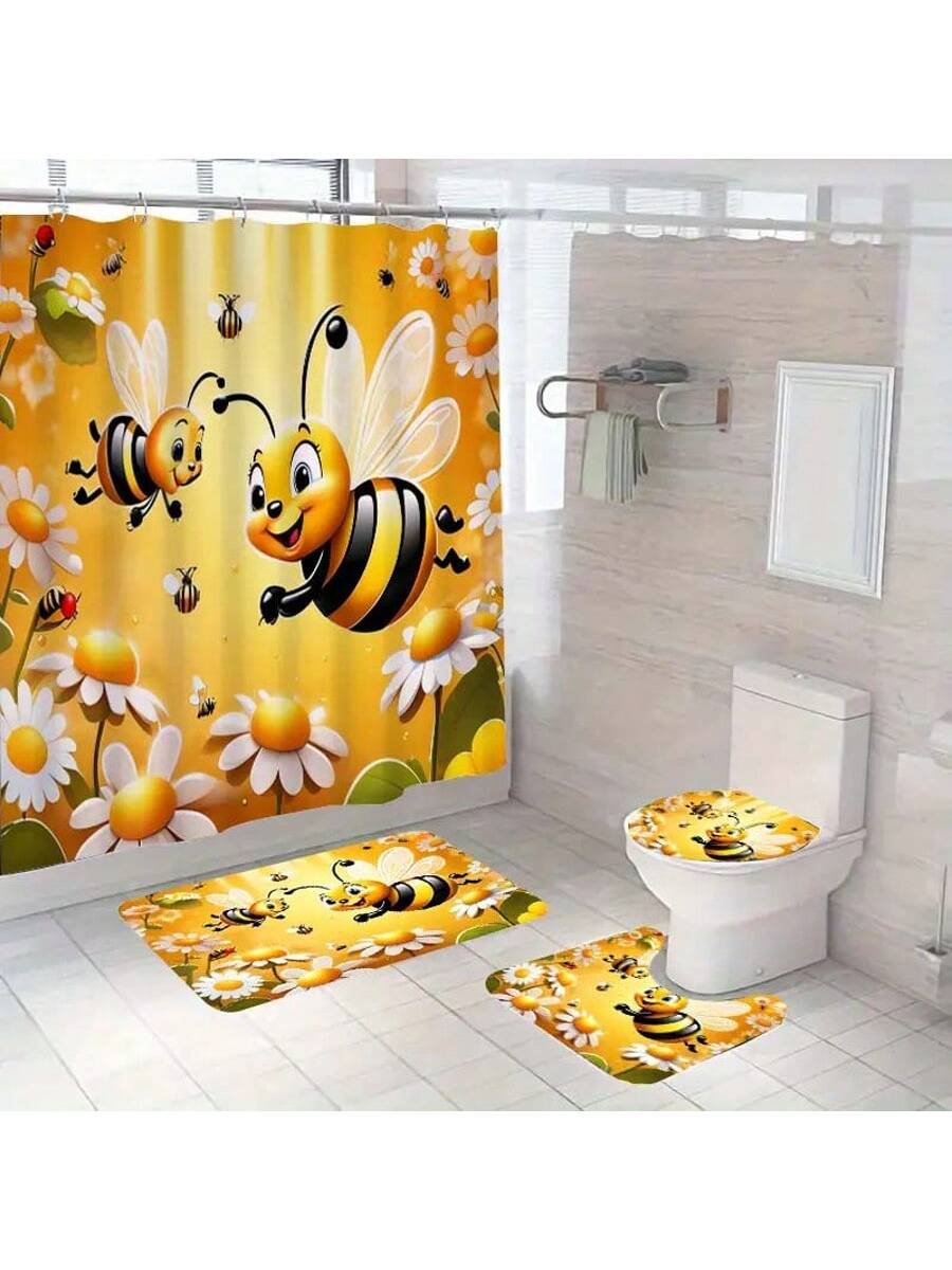 Transform your bathroom into a cheerful summer oasis with our Adorable Yellow Bee Floral Bathroom Set! This delightful collection features soft flannel mats that feel heavenly underfoot, a vibrant shower curtain buzzing with bee-autiful designs, and an anti-slip toilet rug for safety with style. Perfect for adding a splash of sunshine and whimsy to your daily routine – these bee-themed accessories will have your bathroom humming with happiness all summer long!