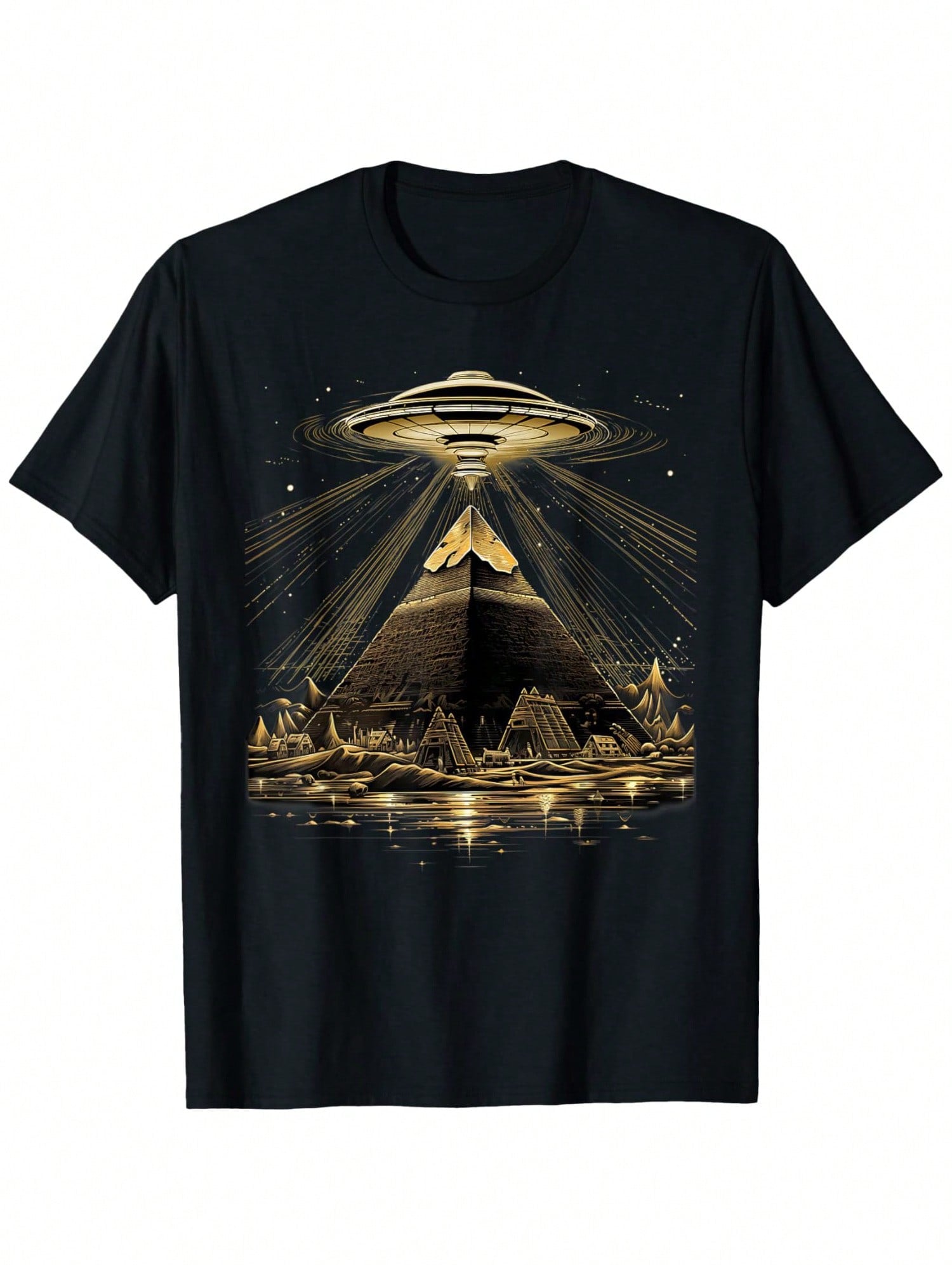 Get ready for a cosmic summer adventure with our Alien Encounter Graphic Tee! Made from soft cotton, this playful tee features a quirky UFO hovering over the iconic Egyptian pyramids, blending mystery and style. Perfect for sunny days, it adds a fun, out-of-this-world vibe to your casual wardrobe.