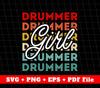 Girl Drummer Svg, Retro Drum Lover Gift, Music Lover, Svg File, Png Sublimation File