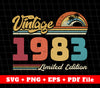 Vintage 1983 Svg, Retro 1983 Birthday Svg, 1983 Limited Edition, SVG Files, PNG Sublimation File