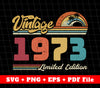 Vintage 1973 Svg, Retro 1973 Birthday Svg, 1973 Limited Edition, SVG Files, PNG Sublimation File