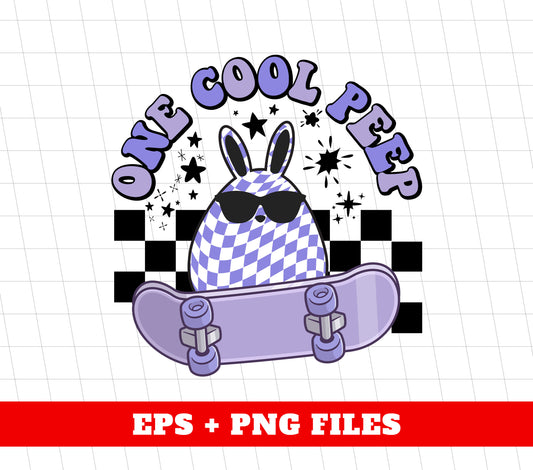 One Cool Peep, Easter Bunny, Cool Bunny, Bunny Skateboarding, Digital Files, Png Sublimation