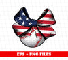 American Baseball, Love Baseball, Cute Bow On Baseball, Digital Files, Png Sublimation