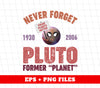 Never Forget Pluto Former Planet, Pluto Planet Is Coming, Digital Files, Png Sublimation