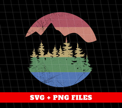 Retro Landscape, Mountain Silhouette, Love Mountain, Digital Files, Png Sublimation