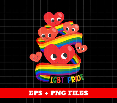 LGBT Pride, Love LGBT, Pride Month, Heart And Rainbow, Digital Files, Png Sublimation