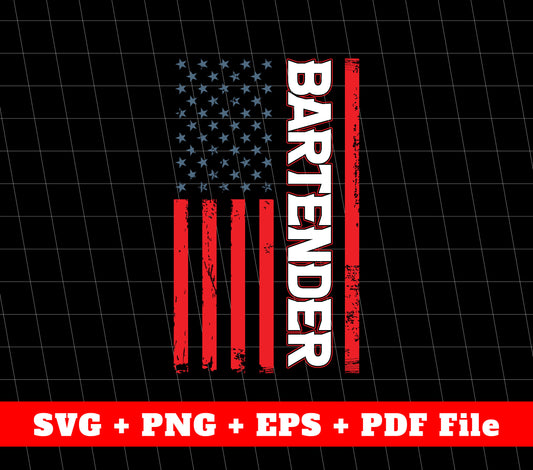 Bartender Svg, American Bartender Svg, American Flag Svg, SVG Files, PNG Sublimation File