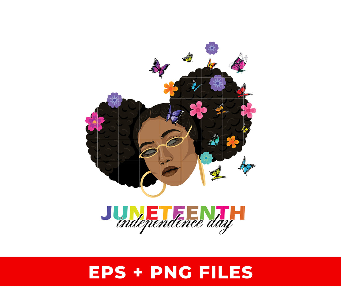Juneteenth Independence Day, Messy Bun Girl, Digital Files, Png Sublimation