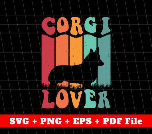 Retro Corgi Svg, Corgi Dog Svg, Corgi Lover Svg, SVG Files, PNG Sublimation File