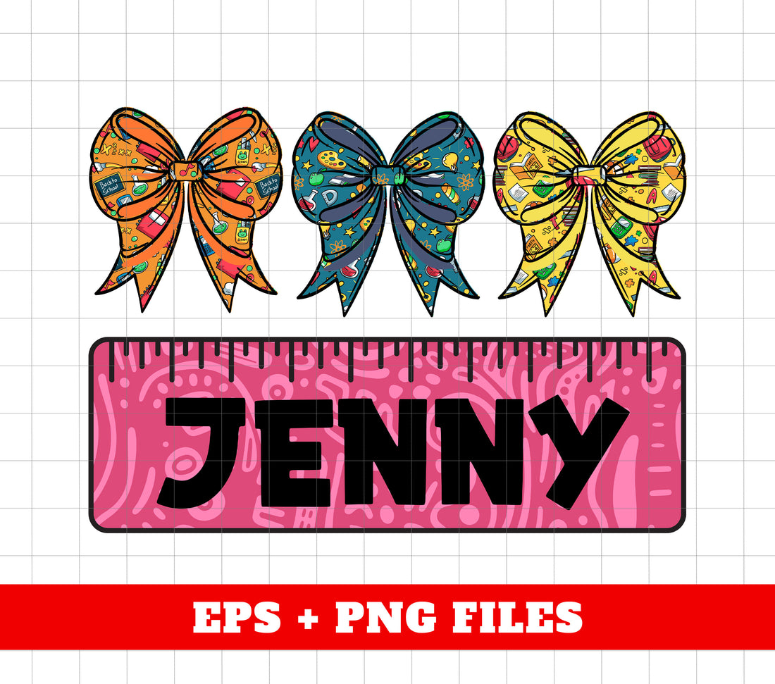 Custom Teacher Name, Lovely Bow, Name On Ruler, Custom Name, Digital Files, Png Sublimation