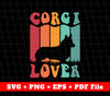 Retro Corgi Svg, Corgi Dog Svg, Corgi Lover Svg, SVG Files, PNG Sublimation File