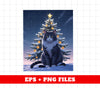 Merry Catmas, Cool Cat, Xmas Tree, Christmas Night, Digital Files, Png Sublimation