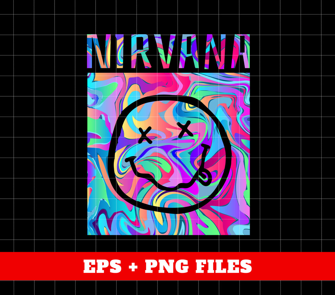 Nirvana Smile Face, 90's Rock Music, Vintage Music, Nirvana Lover, Tie Die Color, Smiley Face, Digital Files, Png Sublimation