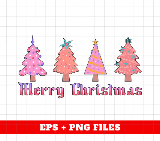 Merry Christmas, Trendy Christmas, Pinky Christmas Tree, Digital Files, Png Sublimation