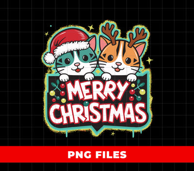 Cute Cat, Cute Tiger, Merry Christmas, Christmas Sign, Cat Couple, Digital Files, Png Sublimation