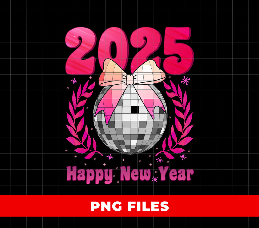 Happy New Year 2025, Disco Ball, Pinky Disco Ball, Digital Files, Png Sublimation