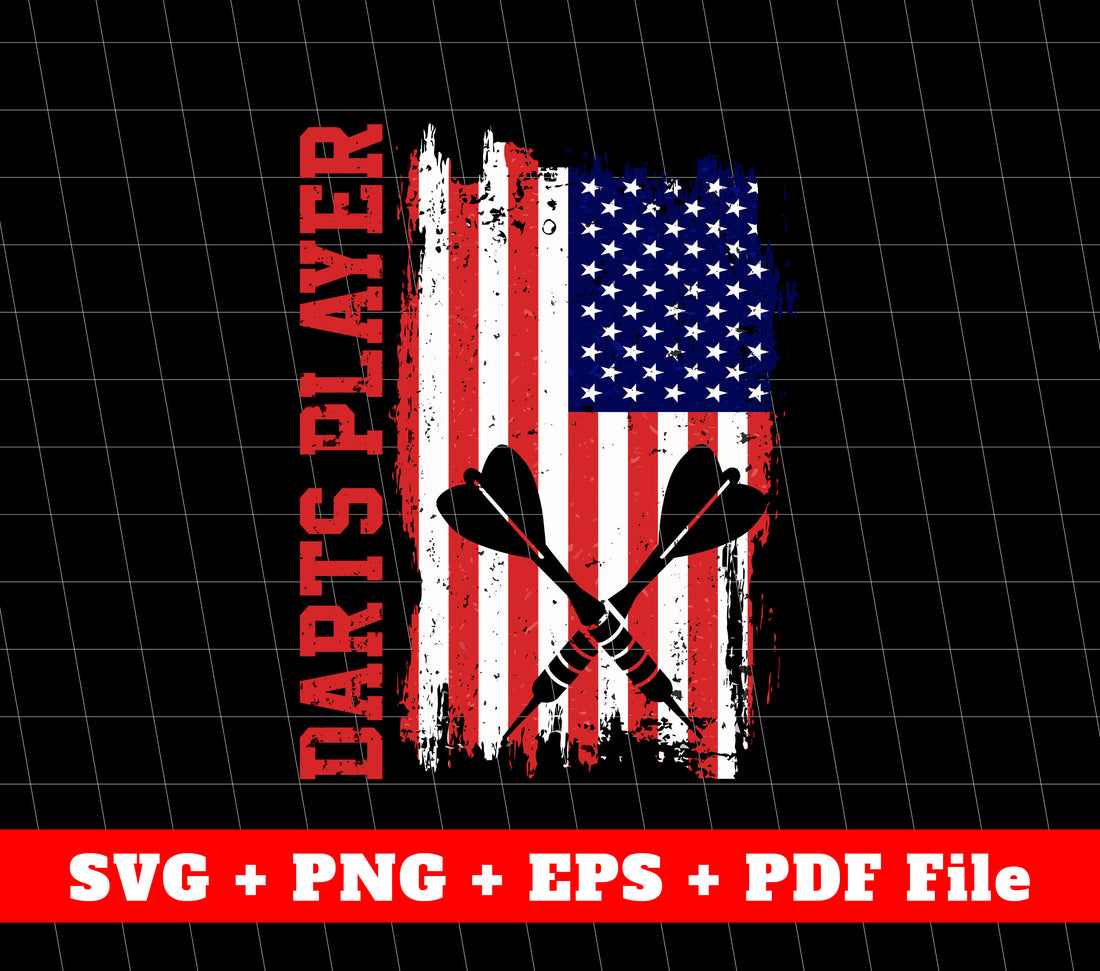 Darts Player, American Darts, American Flag, SVG Files, PNG Sublimation File