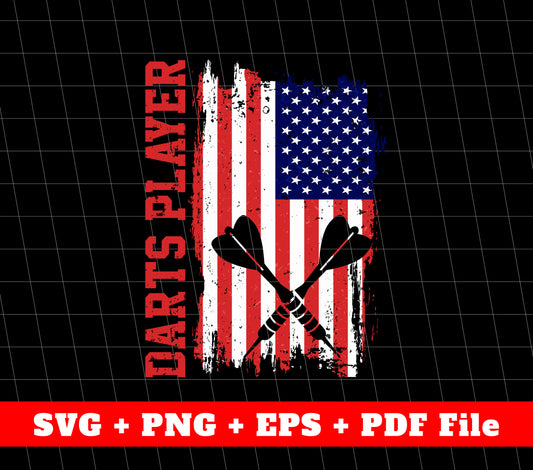 Darts Player, American Darts, American Flag, SVG Files, PNG Sublimation File