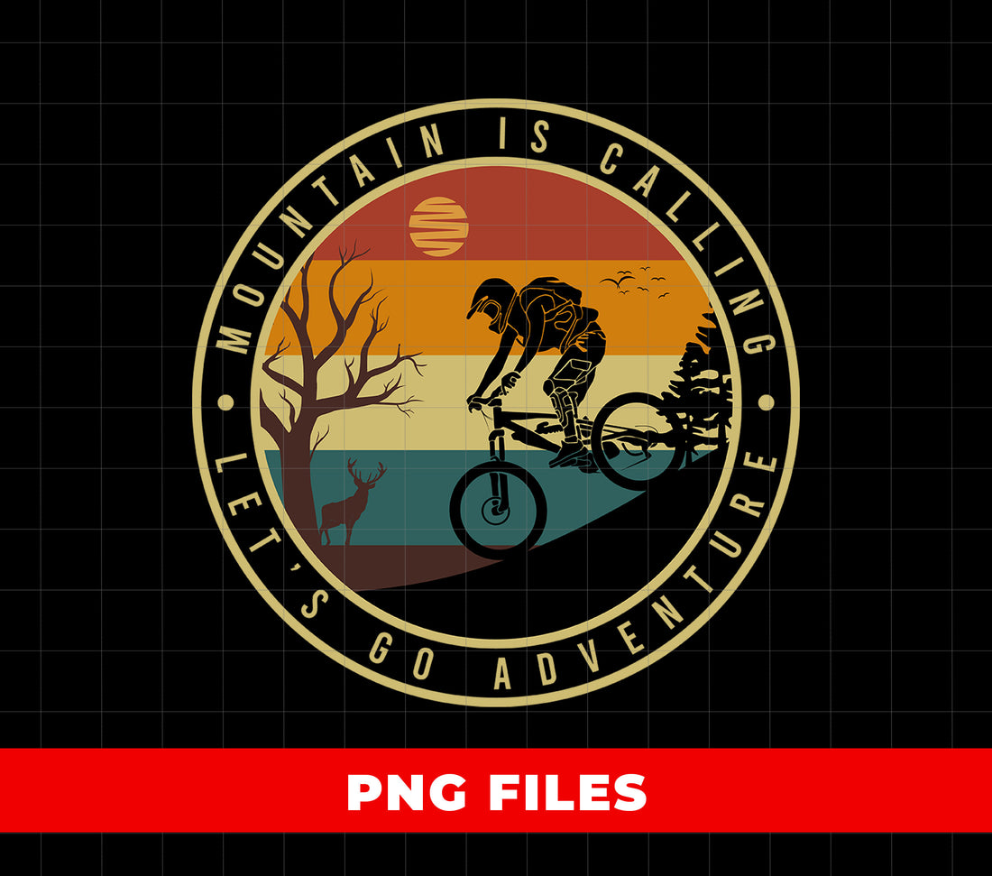 Mountain Biking PNG, Retro Cycling Adventure Clipart, Downhill Rider Sunset Design, Outdoors Nature Trail Sports Sublimation File