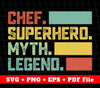 Chef, Superhero, Myth, Legend, Retro Chef, Legendary Chef, Svg Files, Png Sublimation