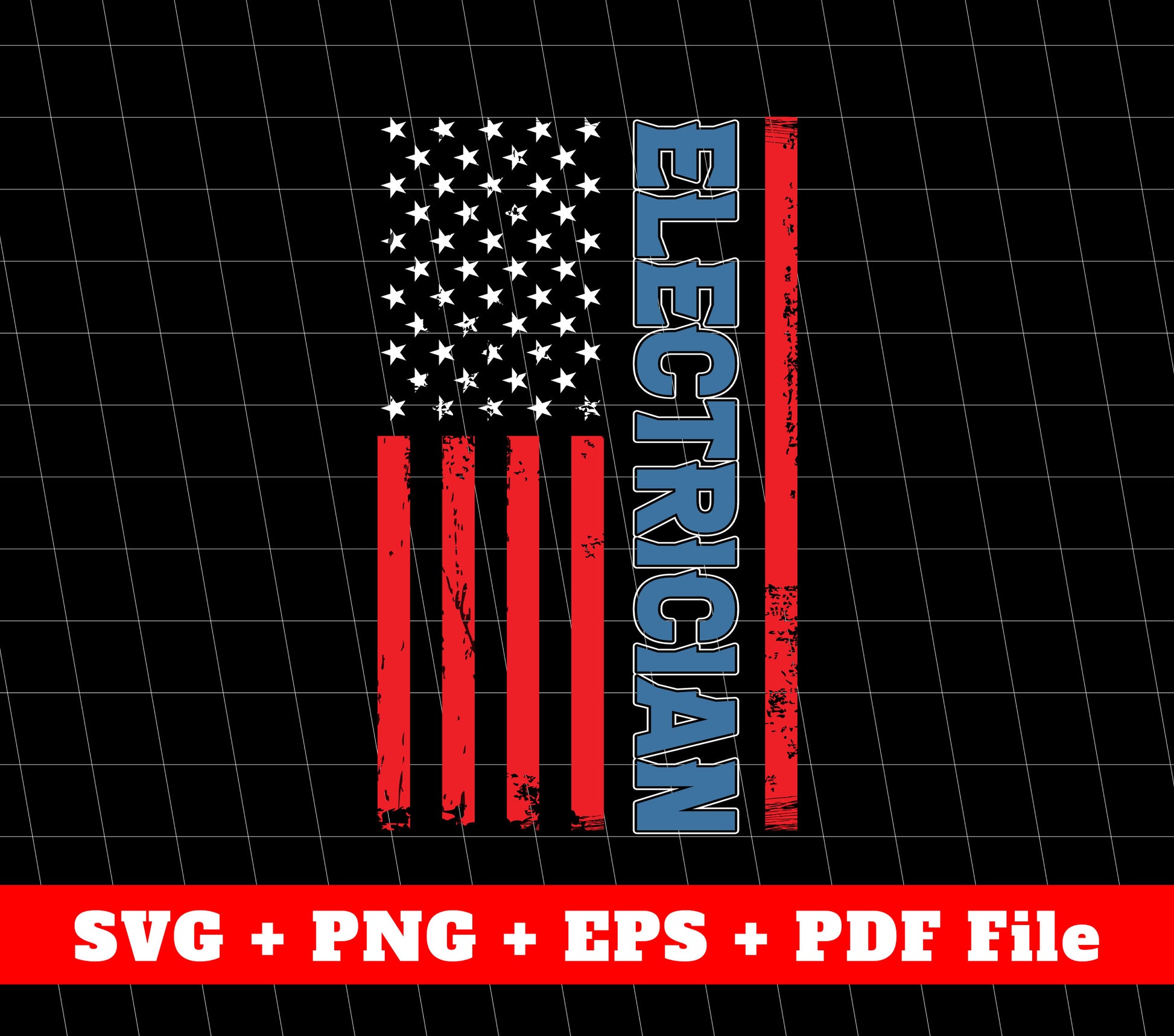 Electrician Svg, American Electrician Svg, American Flag Svg, Svg Files, Png Sublimation