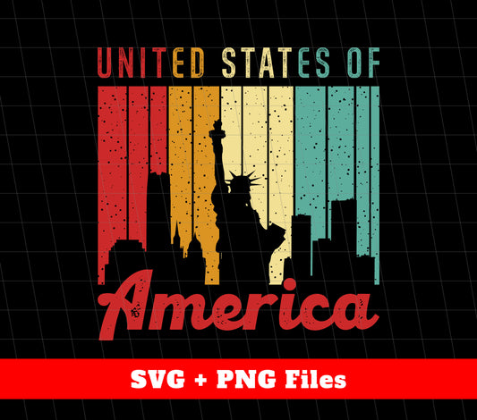 United States Of America, Retro Liberty Silhouette, Svg Files, Png Sublimation
