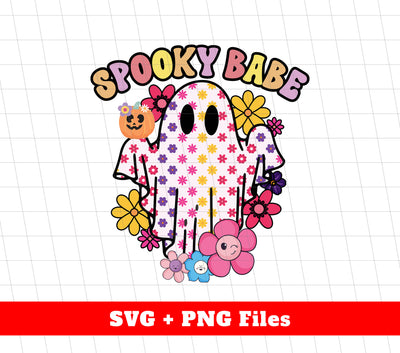 Spooky Babe, Ghost Halloween, Groovy Halloween, Svg Files, Png Sublimation