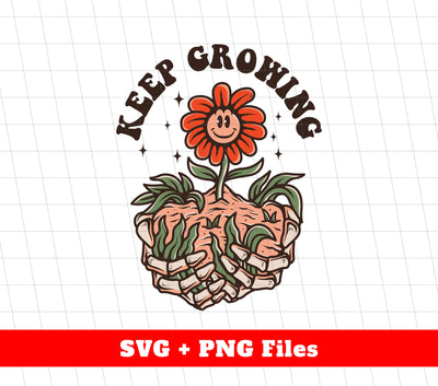 Keep Growing, Pink Daisy, Halloween Daisy, Groovy Growing, Svg Files, Png Sublimation