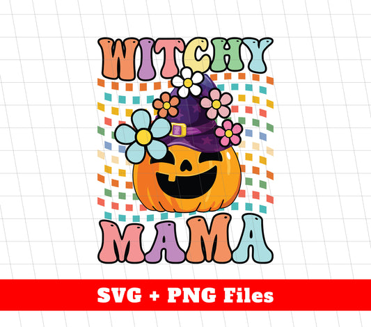 Witchy Mama, Mother's Day Gifts, Groovy Halloween, Svg Files, Png Sublimation