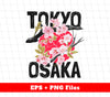 Tokyo And Osaka, Sakura, Japanese City, Japanese Flower, Digital Files, Png Sublimation