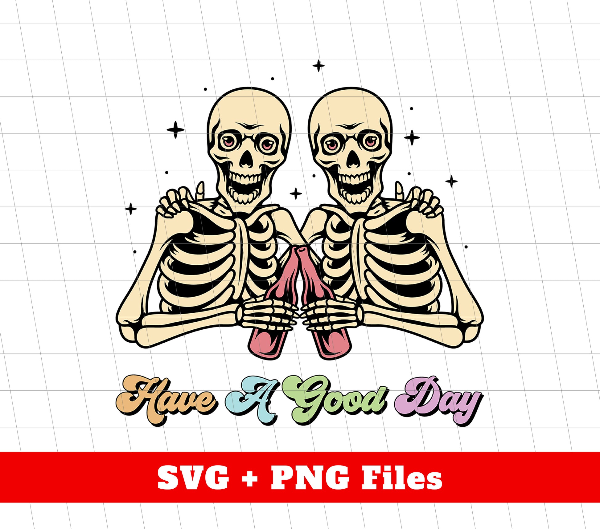 Experience good vibes all day long with our "Have A Good Day" Groovy Skeleton Png Sublimation digital files. Bring positivity and good energy to every aspect of your life with this unique design. Perfect for all your crafting needs.