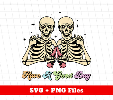 Experience good vibes all day long with our "Have A Good Day" Groovy Skeleton Png Sublimation digital files. Bring positivity and good energy to every aspect of your life with this unique design. Perfect for all your crafting needs.