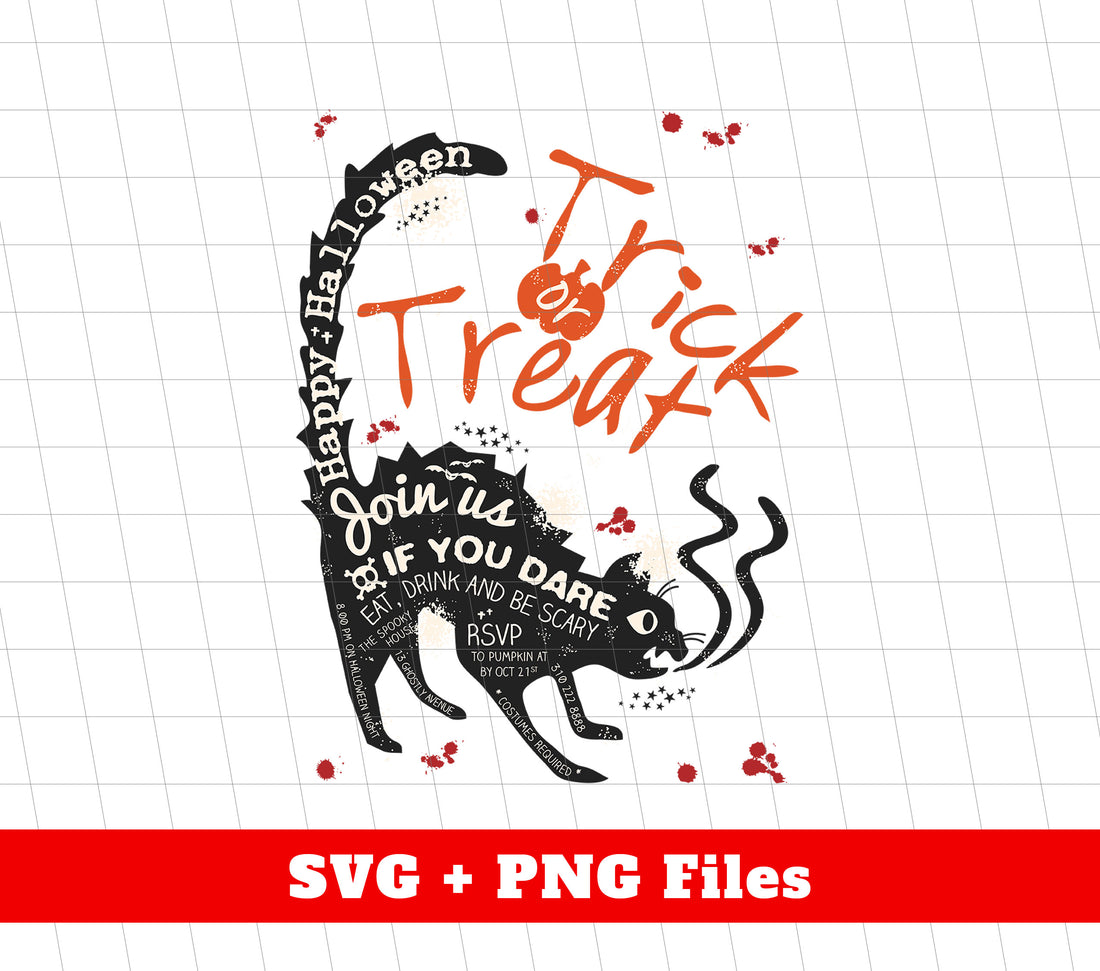 Enhance your Halloween celebrations with our Happy Halloween Png Sublimation pack. With high quality digital files, you can create and customize your own decorations or costumes. Spread the spooky cheer with phrases like "Trick Or Treat" and "Join Us If You Dare". Perfect for both children and adults.