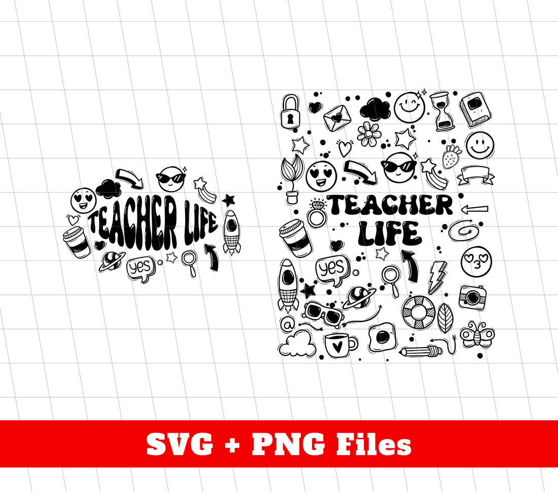 Elevate your teaching game with Teacher Life, Love Teacher, and Teacher Tools. This Back To School set includes digital files in PNG format for easy sublimation, making your prep time a breeze. Perfect for stylish and efficient educators.