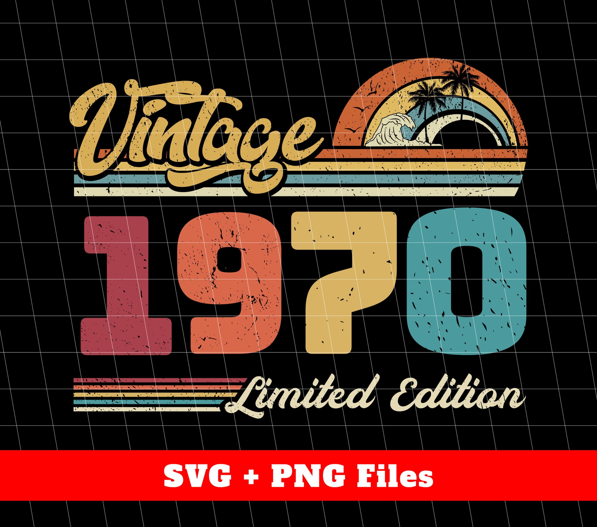 Celebrate a milestone birthday with our limited edition Vintage 1970 collection. This retro design includes digital files with PNG sublimation for high-quality prints. A perfect gift for any 1970 birthday, this collection is a must-have for vintage lovers. Embrace nostalgia with our Retro 1970 Birthday collection.