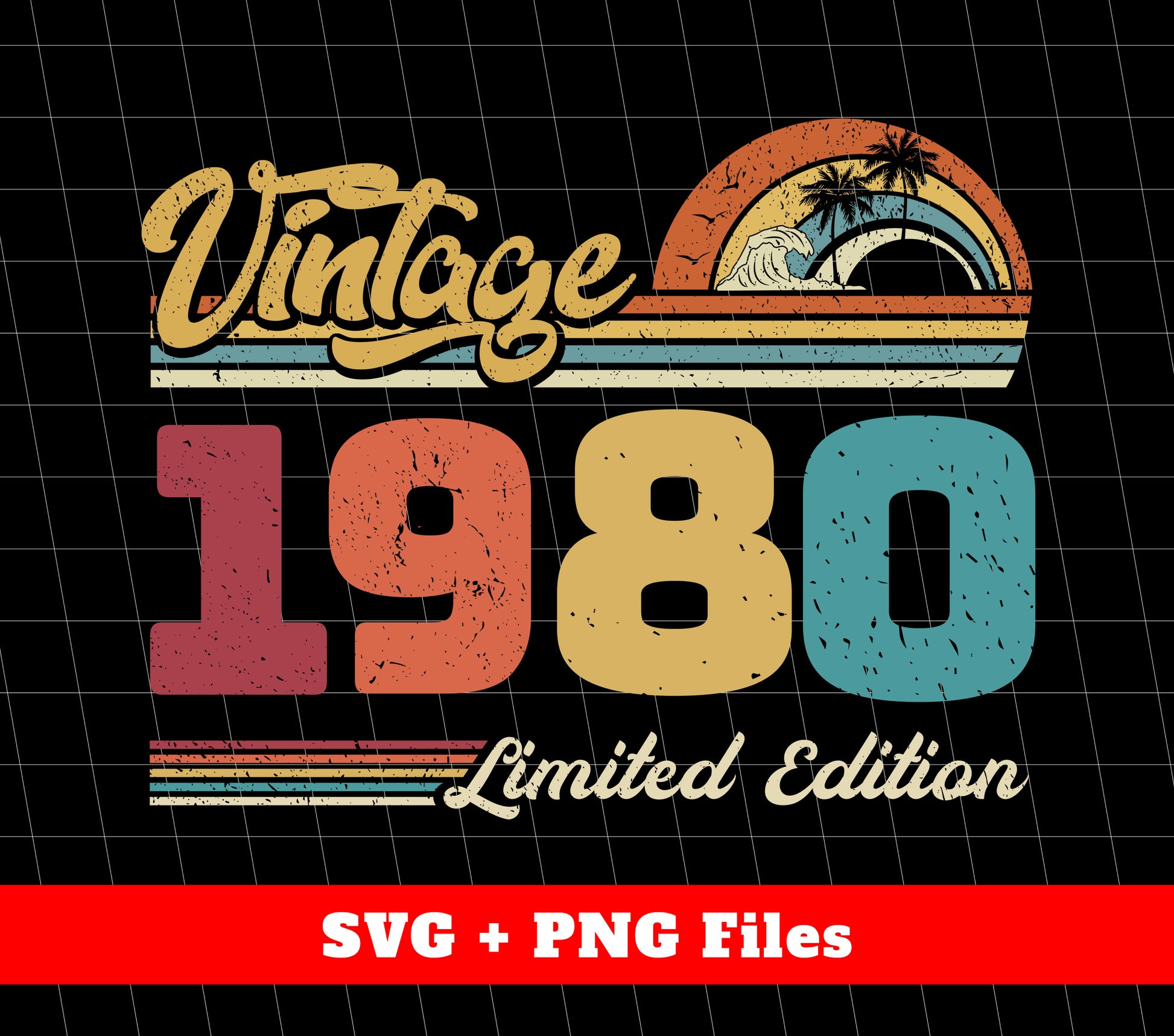 Celebrate a special 1980 birthday with this limited edition vintage and retro design. This digital file includes high-quality PNG images for easy use in sublimation printing. Perfect for anyone born in 1980, this design brings a touch of nostalgia and uniqueness to any project.