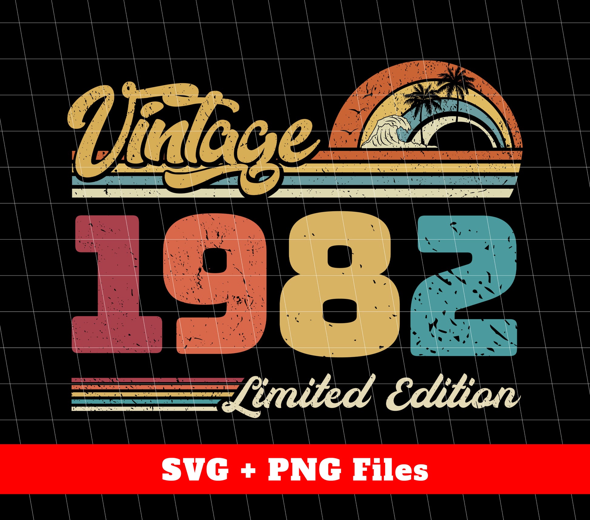 Celebrate a special milestone with this Vintage 1982, Retro 1982 Birthday, and 1982 Limited Edition digital file. Perfect for creating personalized gifts or party decorations. Download and use the high-quality PNG images for sublimation printing. Add a touch of nostalgia to your celebrations with these retro designs!