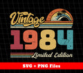 As a vintage expert, I present to you this Limited Edition Retro 1984 Birthday collection. With digital files in PNG format, this collection is perfect for sublimation and will transport you to the iconic year of 1984. Celebrate with a touch of nostalgia and timeless style.
