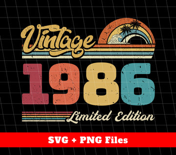 Celebrate a milestone with our Vintage 1986 collection, showcasing Retro 1986 Birthday designs and 1986 Limited Edition products. These high-quality Digital Files are perfect for Png Sublimation, providing a unique and nostalgic touch to any project or event.