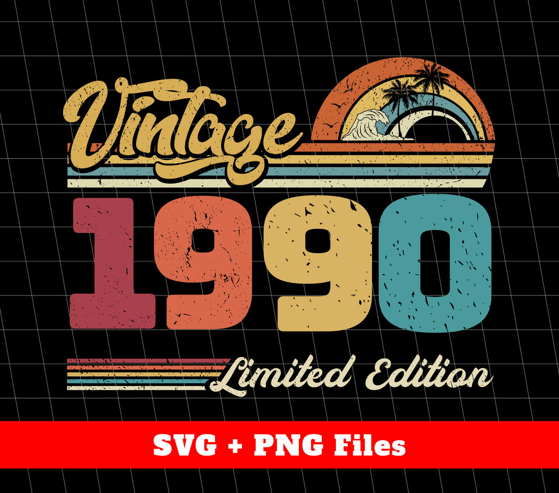 Celebrate a special birthday with our Vintage 1990 Limited Edition Collection. These digital files, featuring the iconic styles of 1990, are perfect for creating unique and personalized gifts for anyone born in 1990. Get nostalgic and make a one-of-a-kind statement with our Retro 1990 Birthday collection. Only available for a limited time!