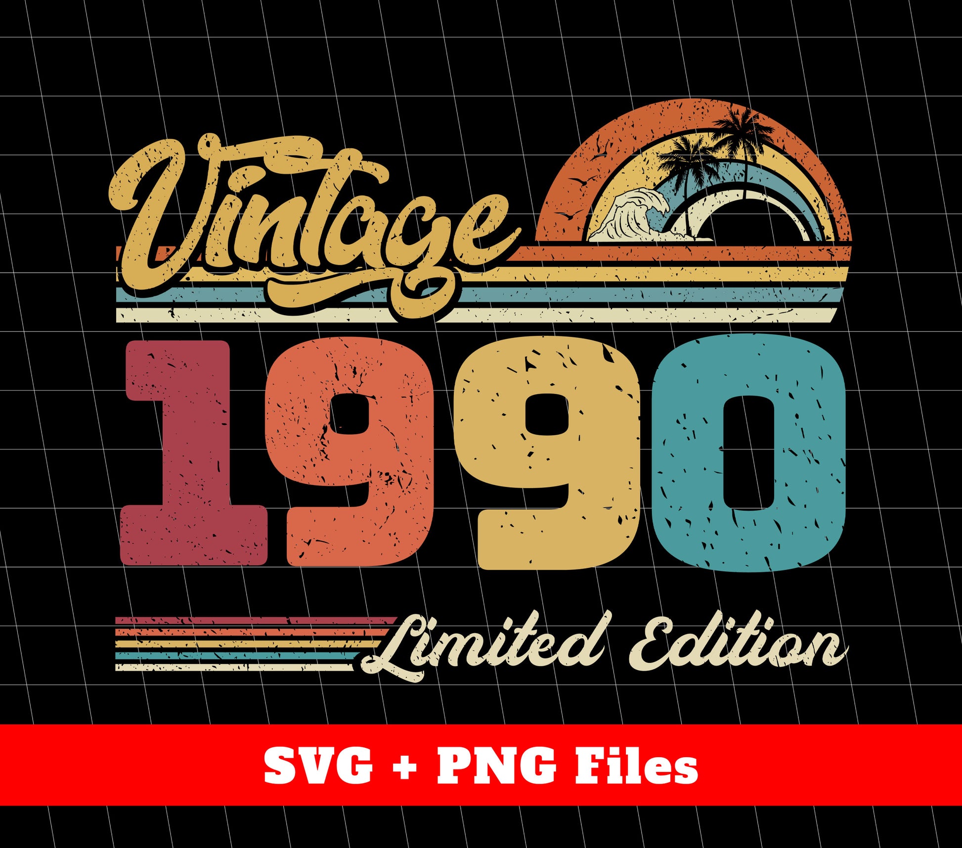 Celebrate a special birthday with our Vintage 1990 Limited Edition Collection. These digital files, featuring the iconic styles of 1990, are perfect for creating unique and personalized gifts for anyone born in 1990. Get nostalgic and make a one-of-a-kind statement with our Retro 1990 Birthday collection. Only available for a limited time!