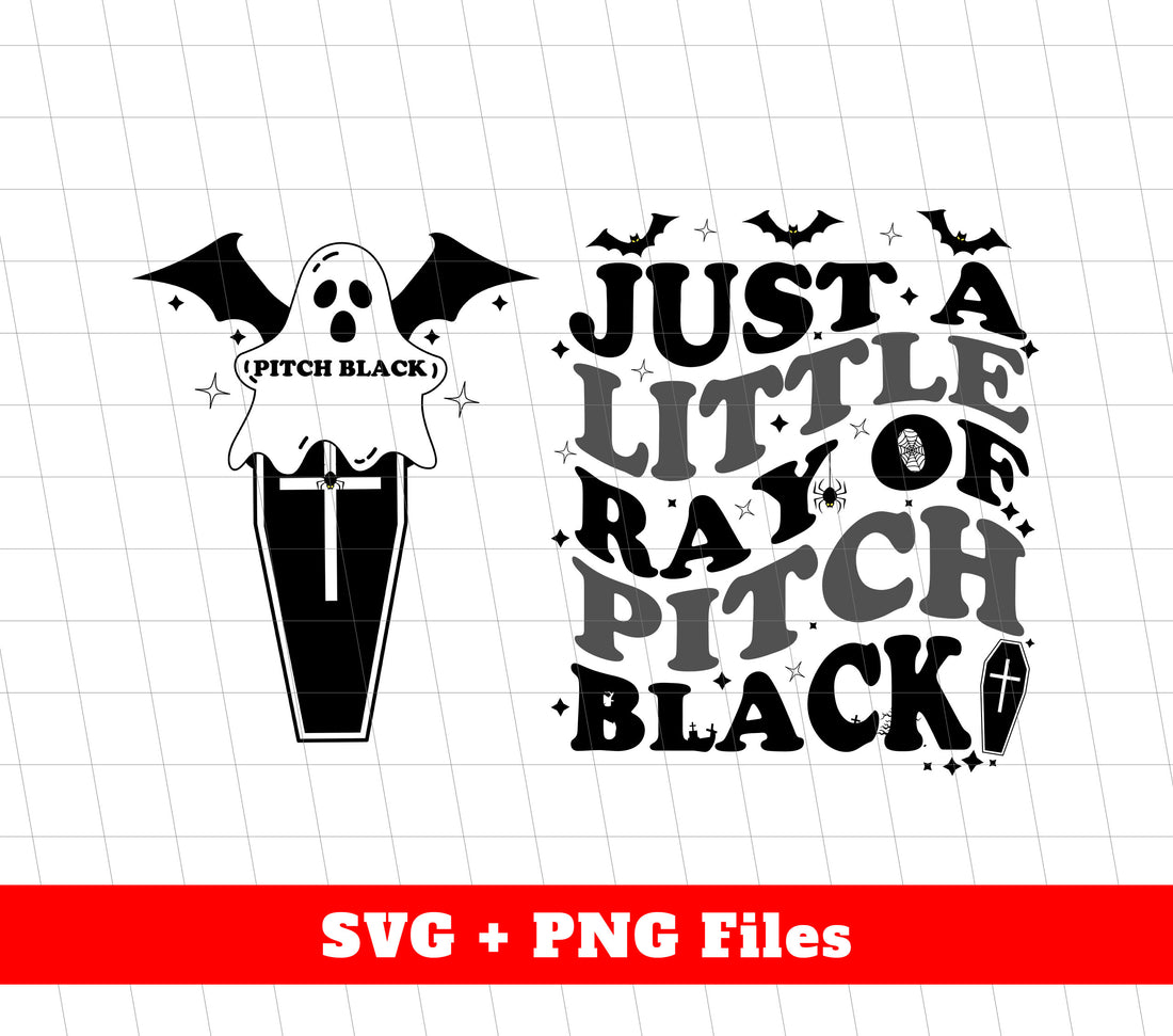 This Halloween, add a spooky touch to your designs with Just A Little Ray Of Pitch Black! These digital files in PNG format are perfect for sublimation printing. The black and white design provides a versatile option for a range of projects, making it a must-have for any Halloween collection.